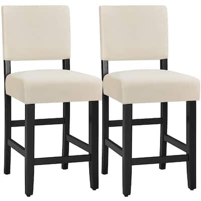 Yaheetech 24.6″ H Counter Stool Fabric Dining Chairs Set of 2 Upholstered Back Stool Counter Height Bar Stool
