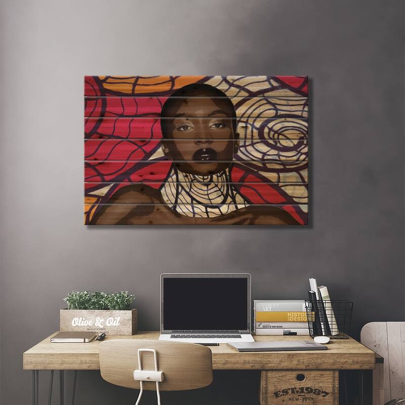 Tribal Vibe I Print On Wood by Karen Smith - Multi-Color
