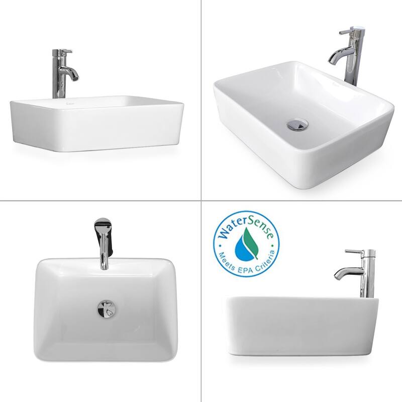 Eclife Modern Bathroom Sink Tempered Glass & Ceramic Artisan Basin for Vanity