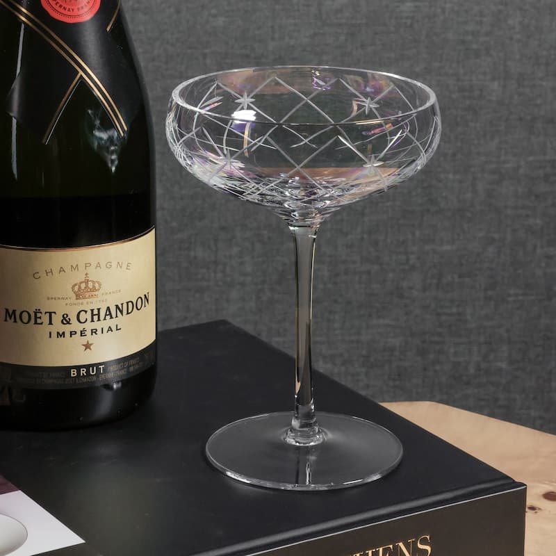 Audrey 4-Piece Set Hand Etched Coupe Glasses