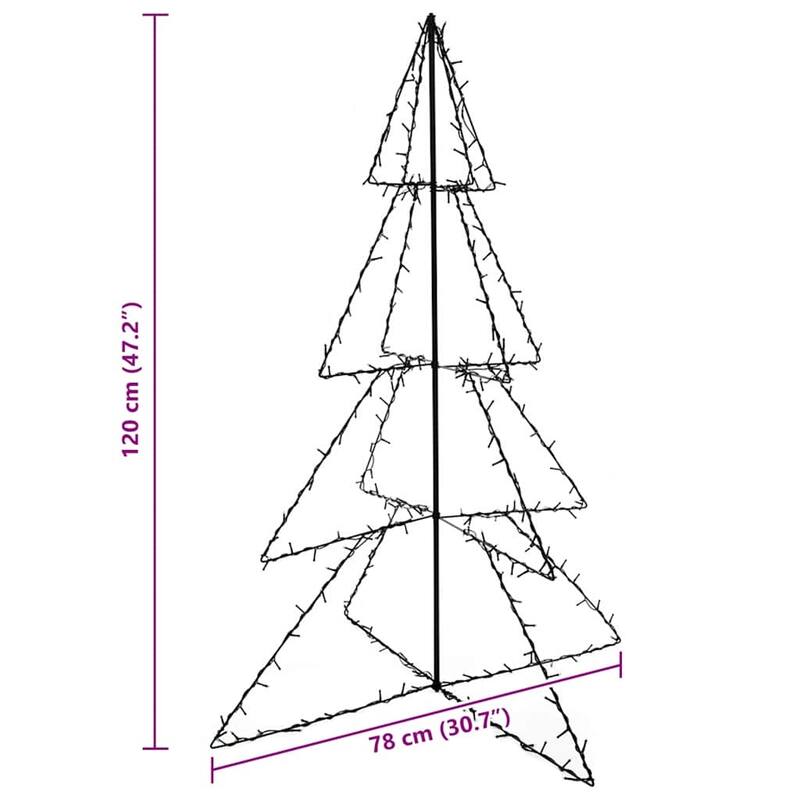 vidaXL Christmas Cone Tree Artificial Xmas Tree with LEDs Christmas Lighting