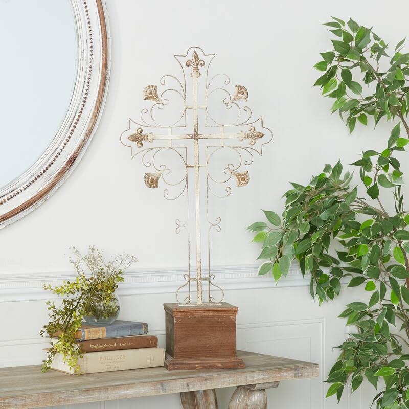 Iron French Country Sculpture - White