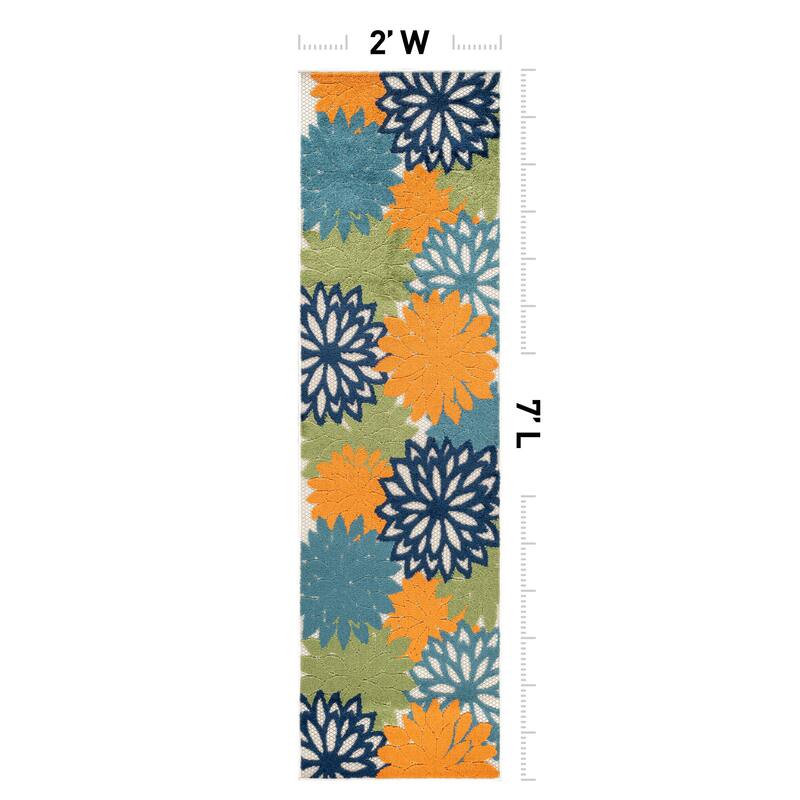 World Rug Gallery Indoor/Outdoor High-Low Textured Area Rug, Floral Easy-Clean Patio Rug