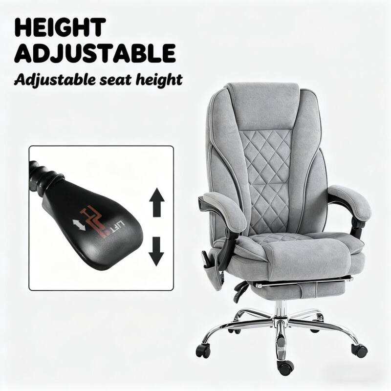 Heated Reclining Chair, Massage Office Chair with Adjustable Height, Footrest