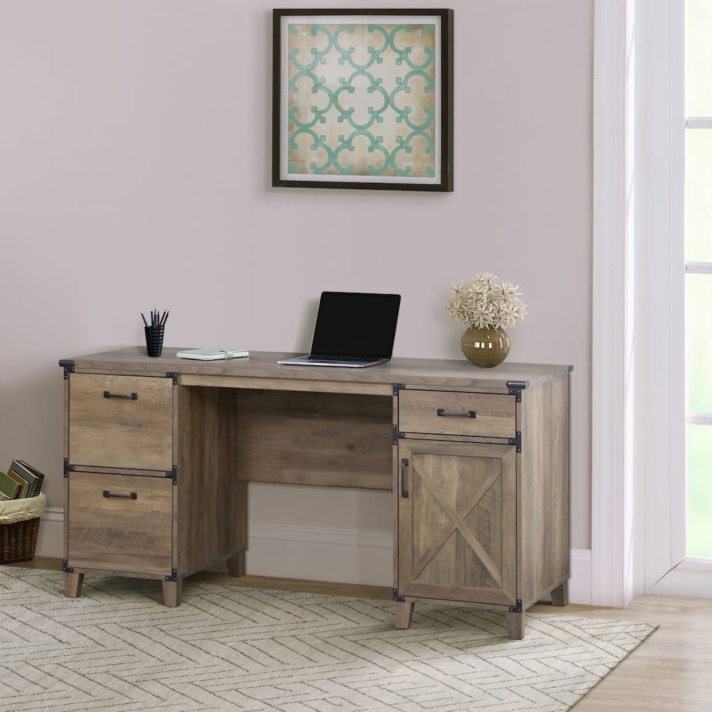 Oxford Farmhouse Rustic Oak Executive desk