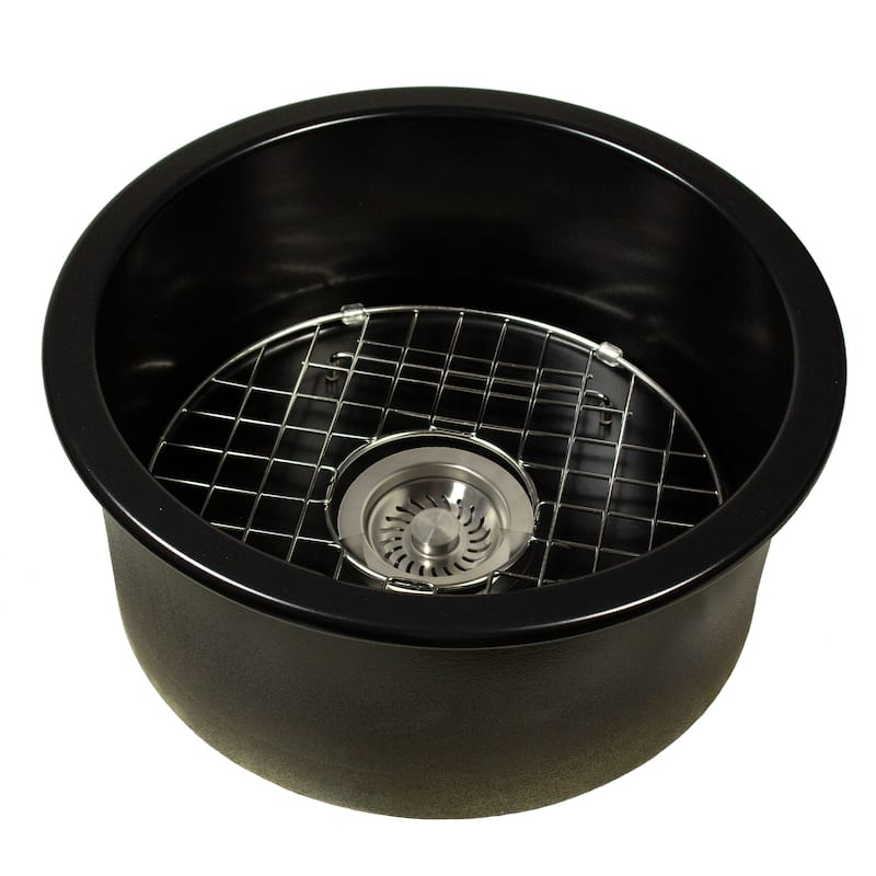 Highpoint Collection 17.5-inch Fireclay Butler's Bar Sink with Accessories - 17.5" Diameter