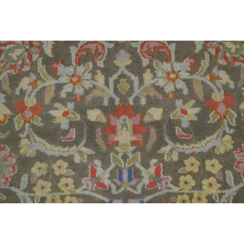 Hand Knotted Oriental 100% Wool Carpet Traditional Floral Greys & Charcoal Kerman Area Rug - 10' 10'' X 8' 1''
