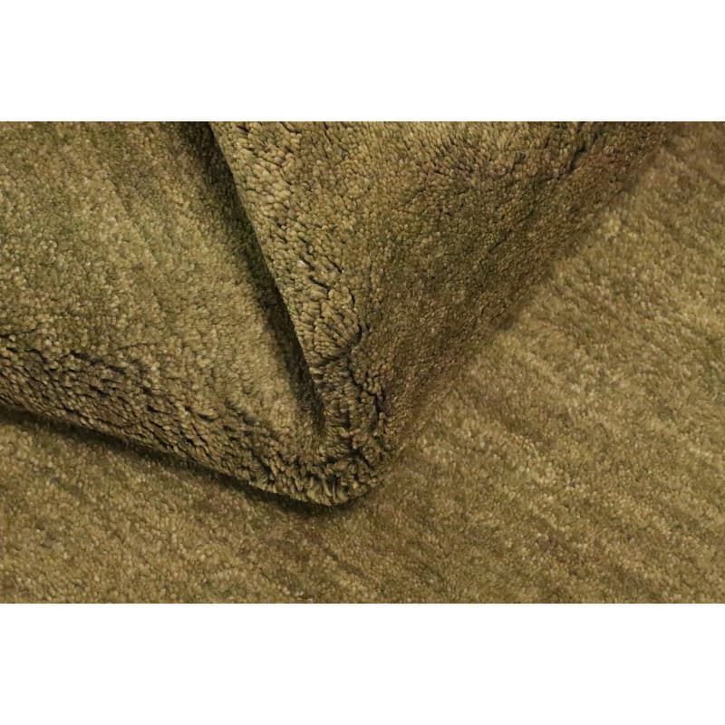 Hand Knotted Oriental 100% Wool Carpet Modern Solid Green Gabbeh Area Rug - 5' 11'' X 3' 10''
