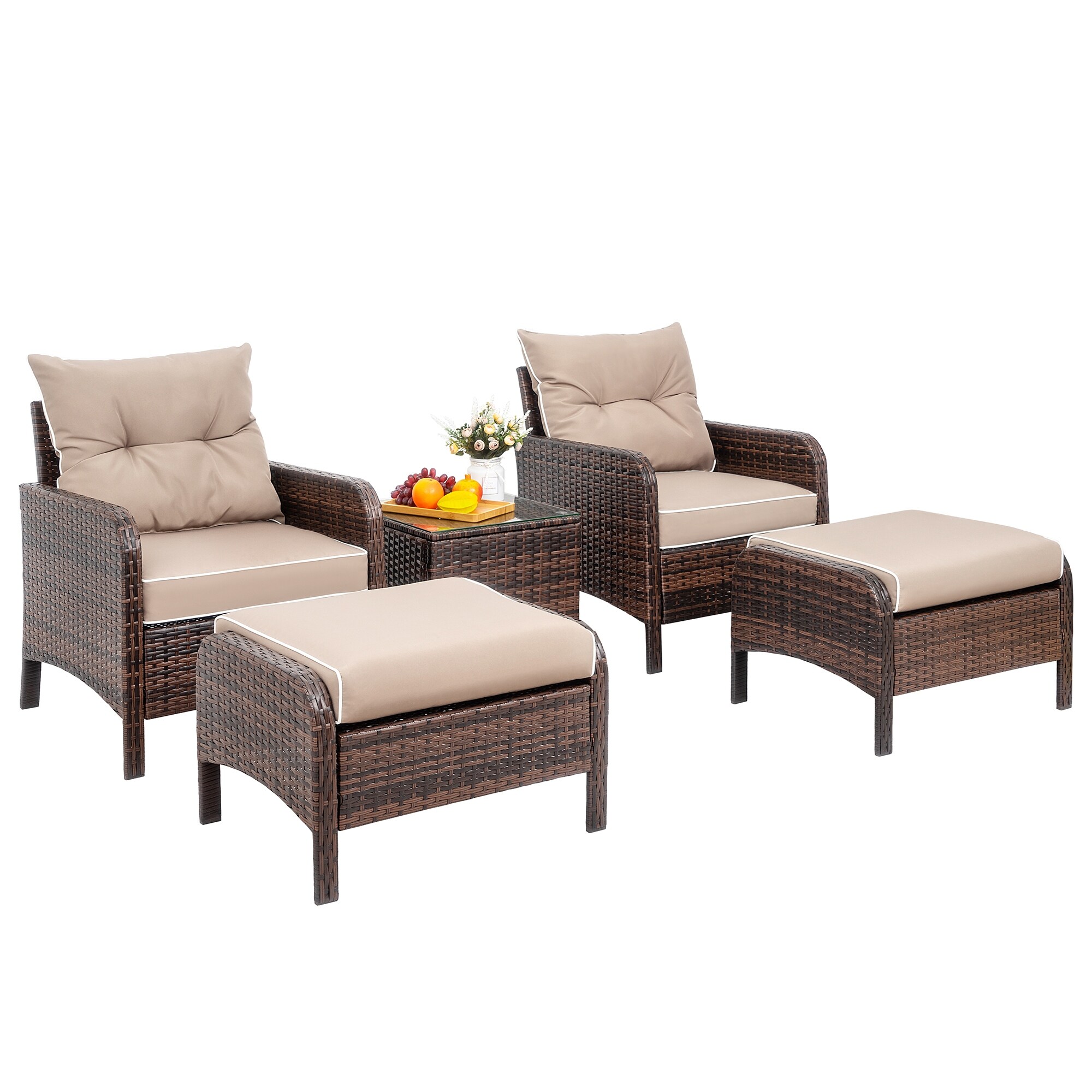 Futzca 5 pc. Brown Wicker Small Patio Furniture Set On Sale