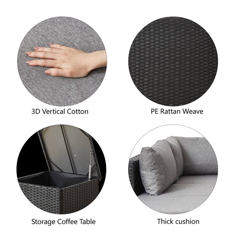 Polyethylene (PE) Wicker 7 - Person Seating Group with Cushions