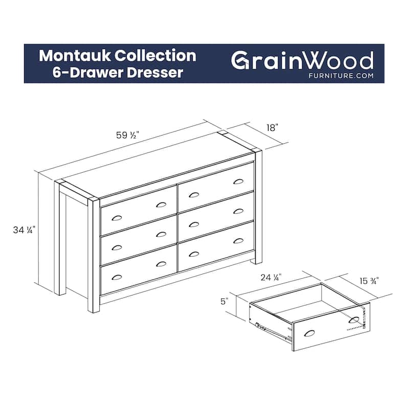 Grain Wood Furniture Montauk 6-drawer Dresser