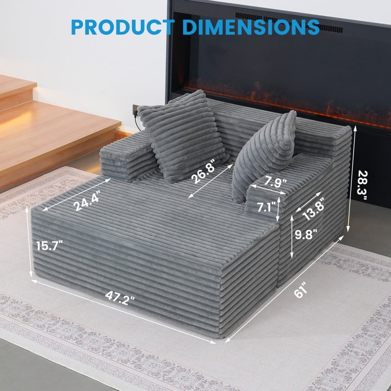 Oversized Chaise Lounge Chair, Upholstered Sofa Bed for Living Room