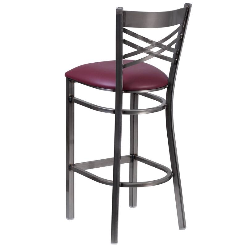 2 Pack Clear Coated ''X'' Back Metal Restaurant Barstool - 17"W x 18"D x 42.25"H - 17"W x 18"D x 42.25"H