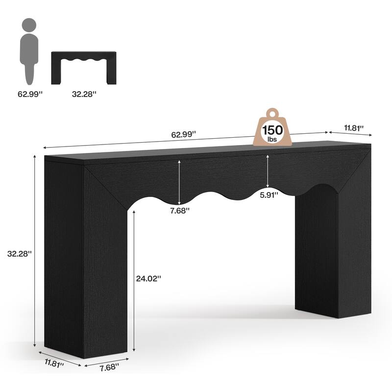 63” Farmhouse Console Table, Brown Entryway Table with Storage