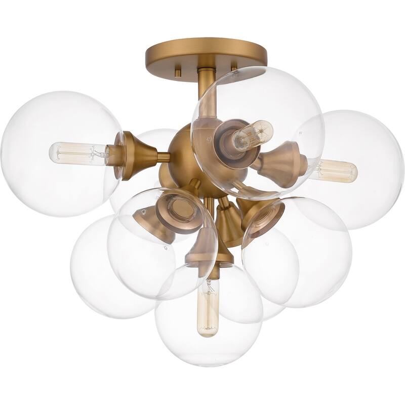 Brushed Weathered Brass Five Light Semi Flush Mount from the Glinda Collection - Brushed Weathered Brass