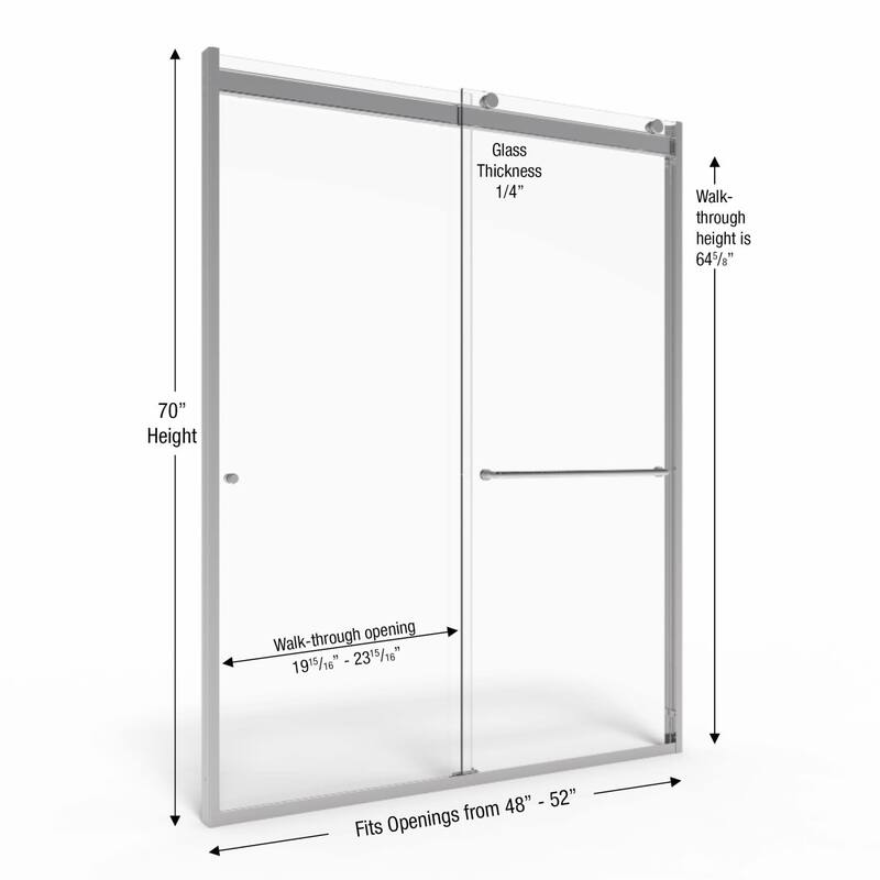 Basco RTLH05B5270CL Rotolo 70" High x 48" Wide Bypass Semi Frameless