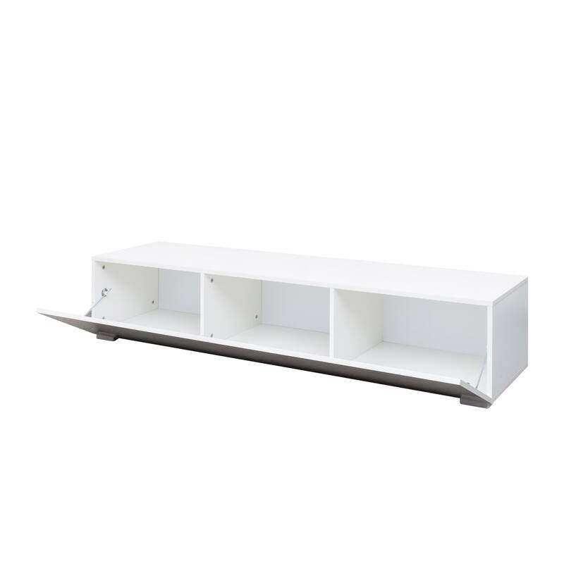 Anmytek Glossy White TV Stand Wall Mount Floating Console Modern Media Storage Cabinet