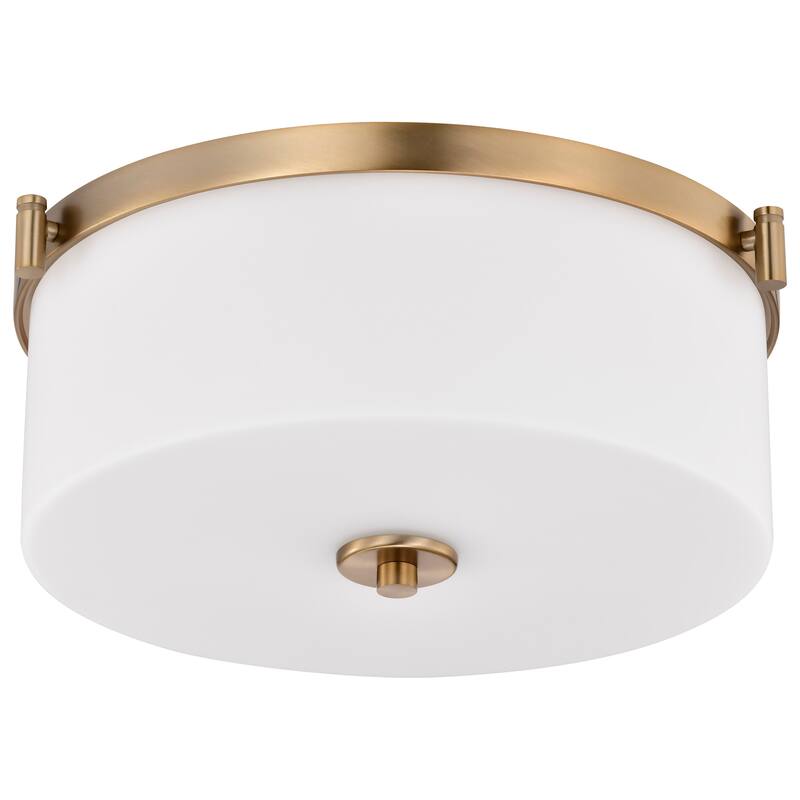 Liam 3 Light Flush Mount Burnished Brass White Opal Glass - Burnished Brass