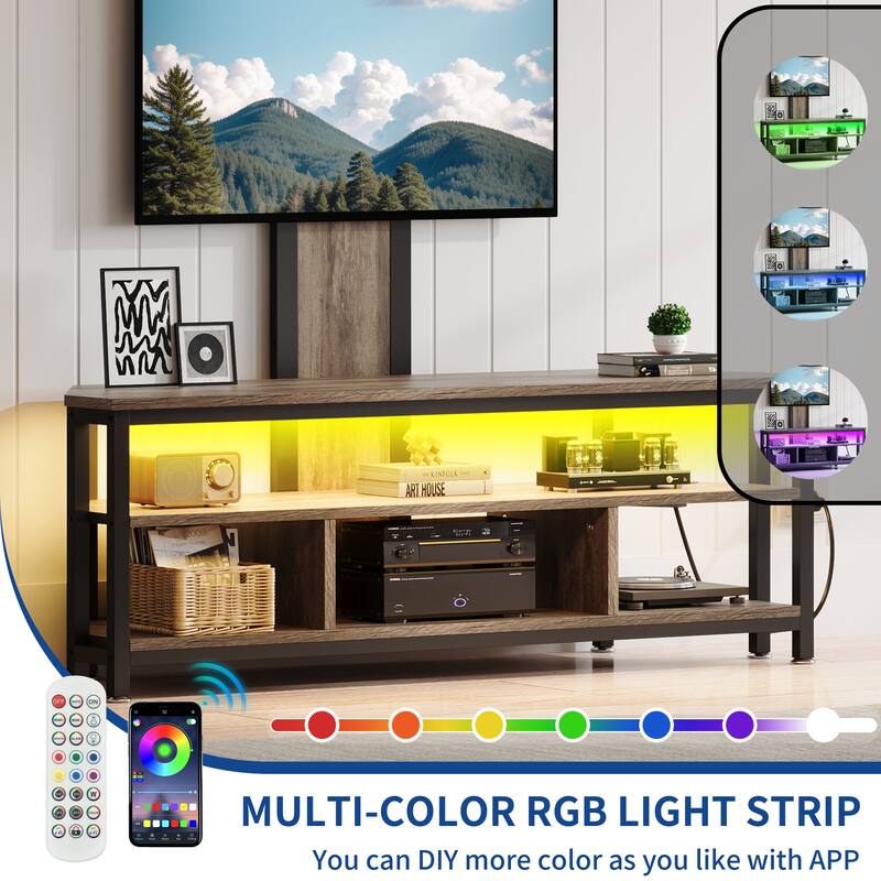 Moasis LED Light TV Stand with Mount, Power Outlet amd USB Port for TVs up to 70"