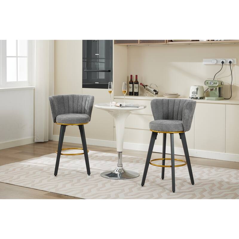 360° Swivel Barstools Counter Height Chairs Set of 2 with Padded Seat, Taper Shape Wood Legs and Metal Footrest