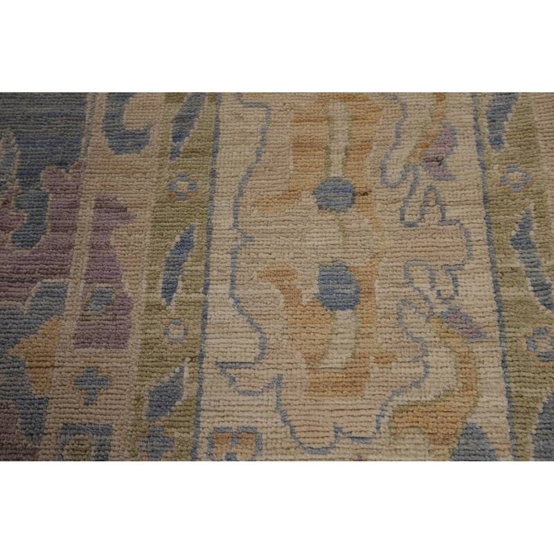 Vegetable Dye Blue Oushak Oriental Large Area Rug Handmade Wool Carpet - 10'5"x 13'8"