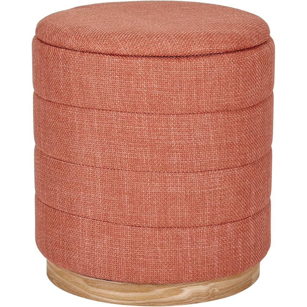 Aria Home Modern Cylinder Ottoman with Hidden Storage Upholstery Seat