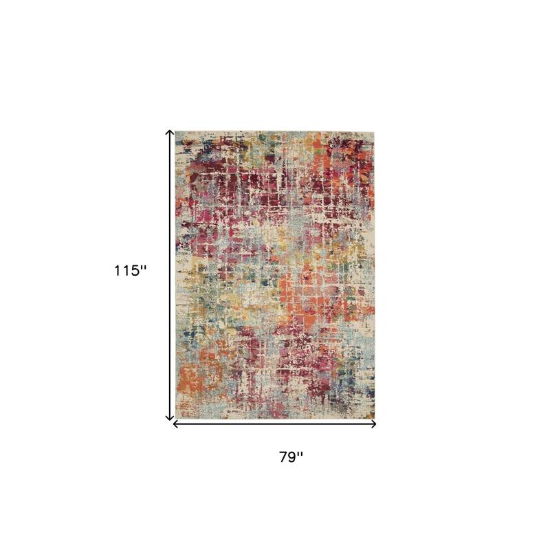 Power Loomed Distressed Abstract Modern Non Skid Stain Resistant Area Rug - 115' X '79' X '0.5