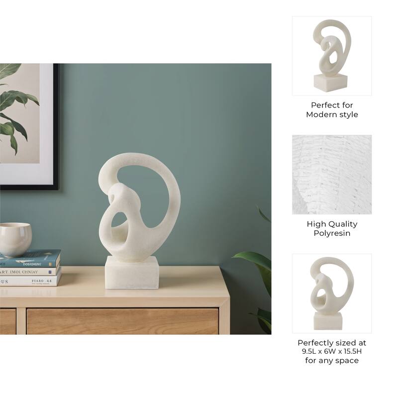Polyresin Sculpture Abstract Loop Design Modern Accent - 16" White - 9.5" x 6" x 15.5"
