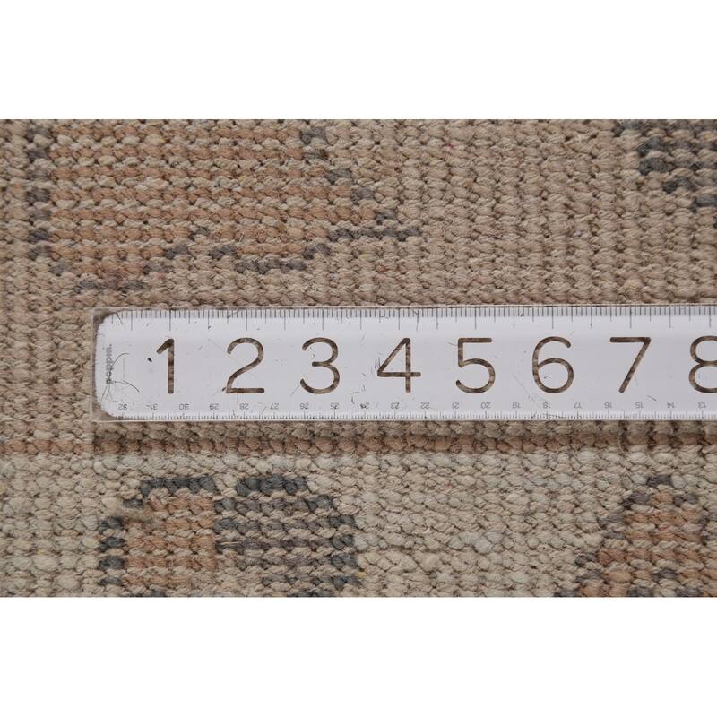 Geometric Heriz Serapi Indian Area Rug Handmade Grey Wool Carpet - 8'11" x 11'10"