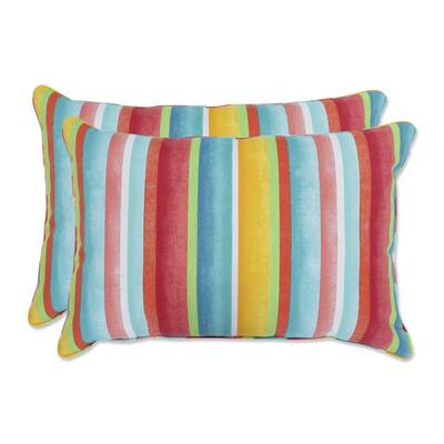 Pillow Perfect Outdoor Dina Fiesta Over-sized Rectangular Throw Pillow (Set of 2) - 16.5 X 24.5 X 5 - 16.5 X 24.5 X 5