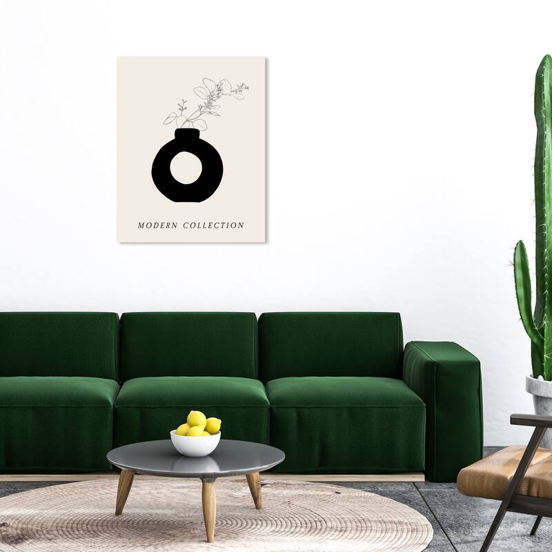 Wynwood Studio Canvas Floral and Botanical Floral Vase Noir II Black and Cream White Modern & Contemporary Wall Art Canvas Print - 30 x 36
