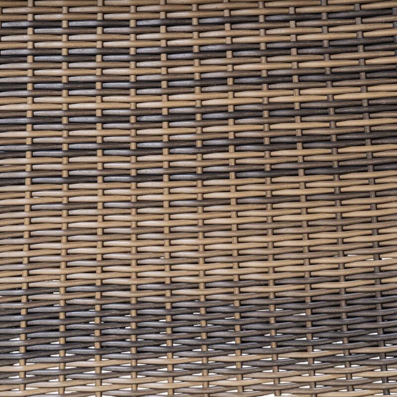 Outdoor Dining Table Acacia Wood Slatted Top with Woven Rattan Base