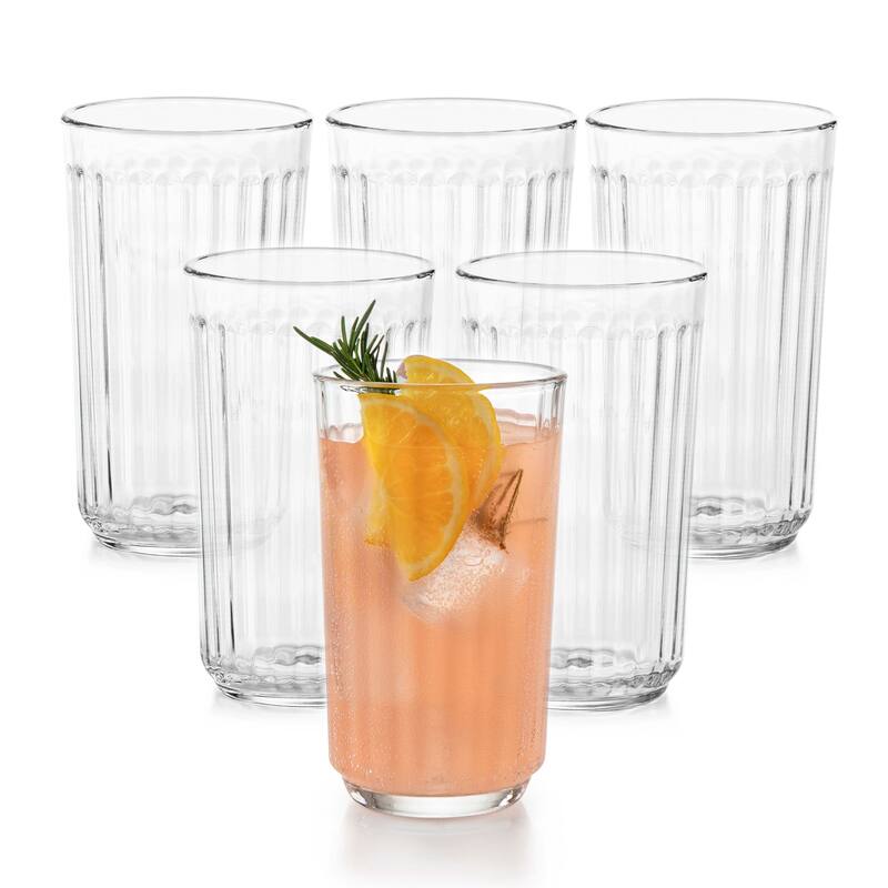 Libbey Paneled Tumbler Drinking Glasses, 17 ounce, Set of 6 - Set of 6