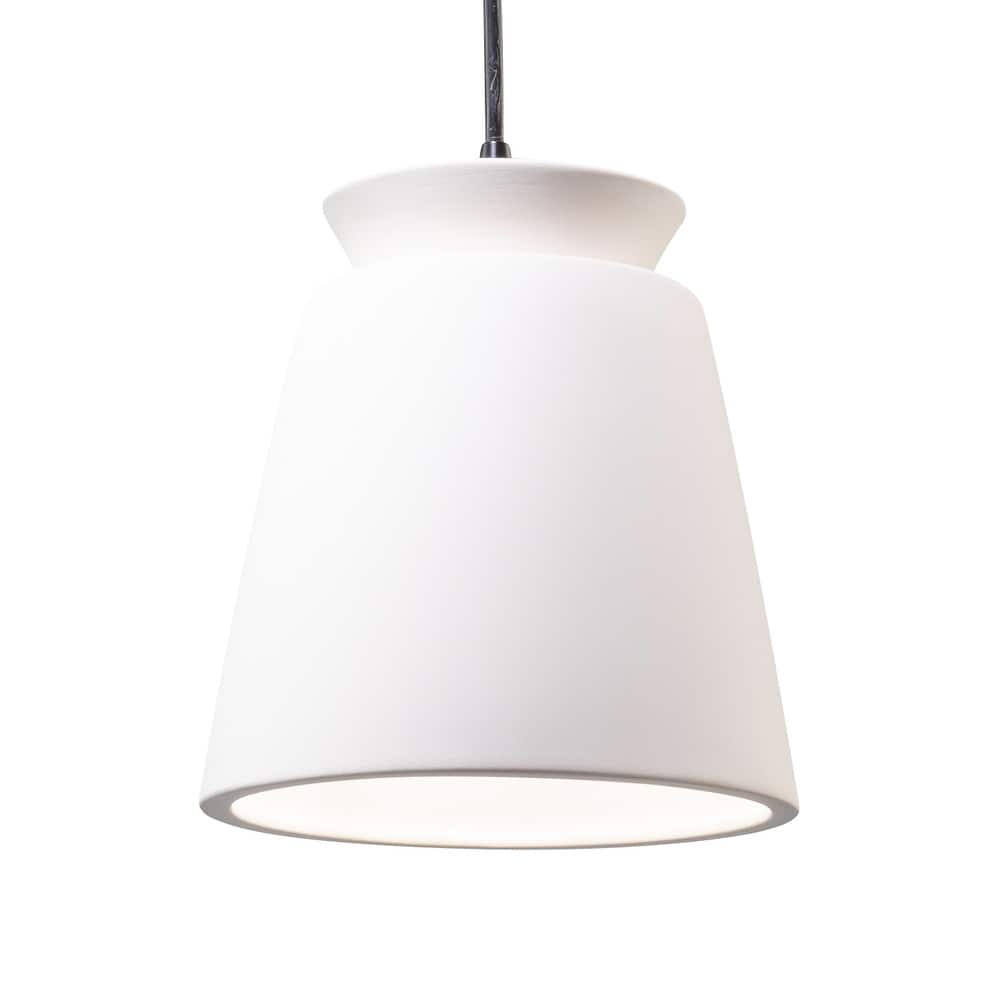 Justice Design Group Radiance Matte Black Trapezoid Small Ceramic Pendant with Bisque Shade