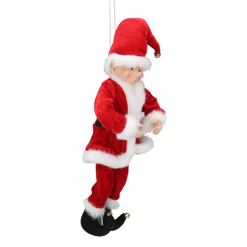 15" Red and White Bendable Elf in a Santa Suit