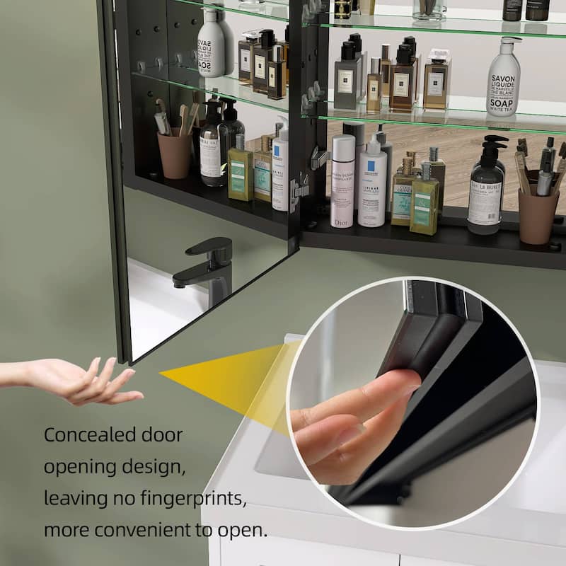 40'' W 30'' H Recessed Frameless Medicine Cabinet Mirror 6 Adjustable