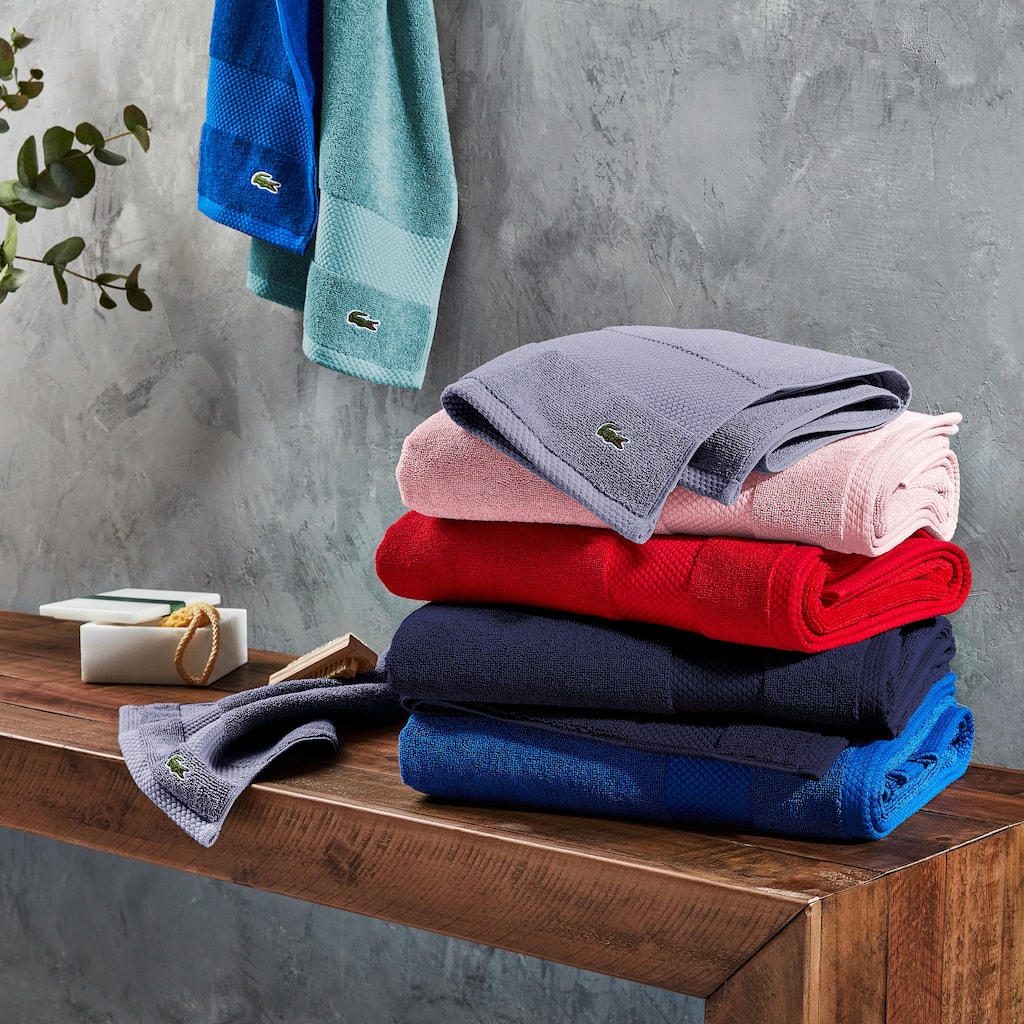 Lacoste Heritage Anti-Microbial Supima 100% Cotton Bath Towel, Hand Towel, Wash Cloth, and Bath Sheet - Assorted Colors