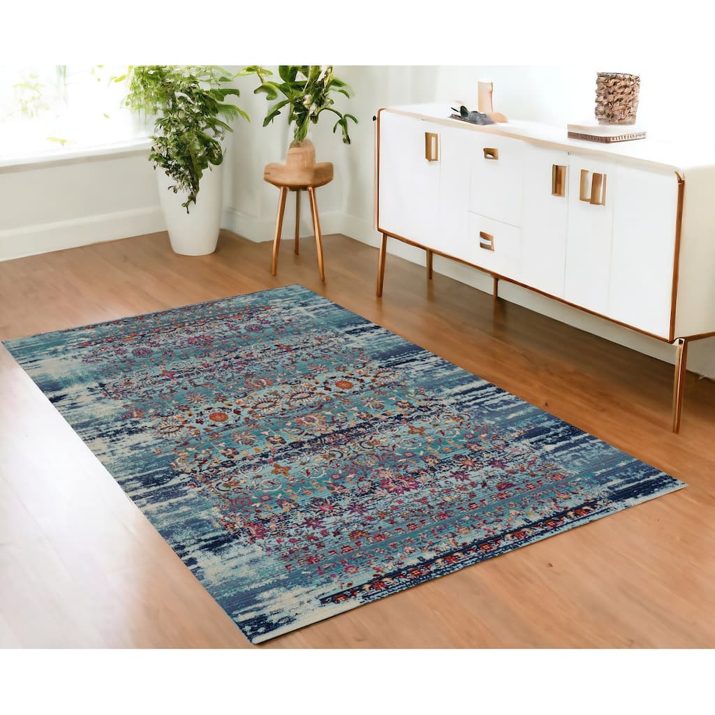 HomeRootsFloral Transitional Rectangle Area Rug - 72' X '48' X '0.5
