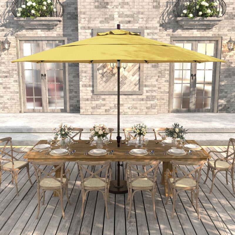 California Umbrella 11' Round Aluminum Crank Open Auto Tlit Patio Umbrella, Bronze Finish, Double Wind Vent. - Lemon