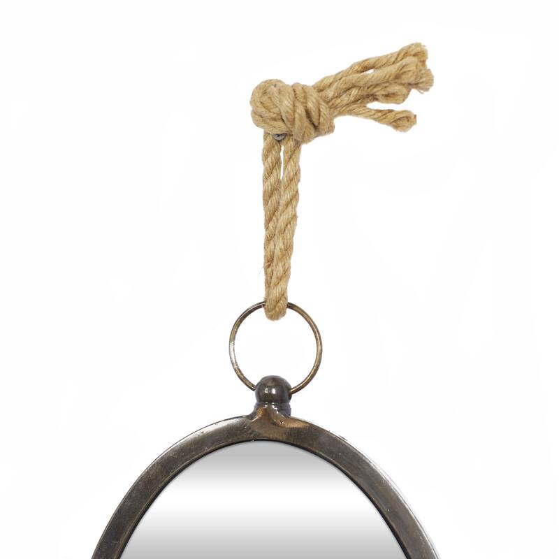 Metal Wall Mirror with Hanging Rope - Set of 5 Gray - Roche River Decor