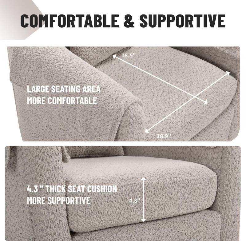 Homy Lin 360° Swivel Chenille Accent Chair with Ottoman,Armrests & Back Pillow, Comfy Living Room Armchair Set for Read or Relax