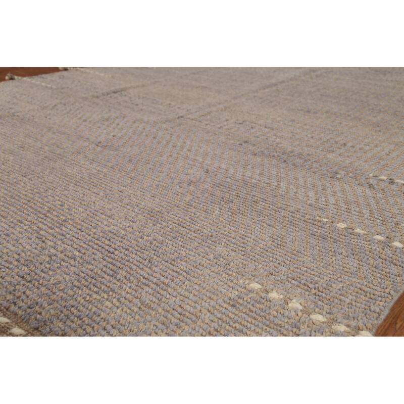 All-Over Striped Moroccan Modern Area Rug Handmade Wool Carpet - 6'8"x 11'3"