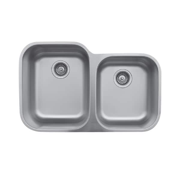 slide 2 of 5, Karran Undermount Stainless Steel 32 in. Double Bowl Kitchen Sink