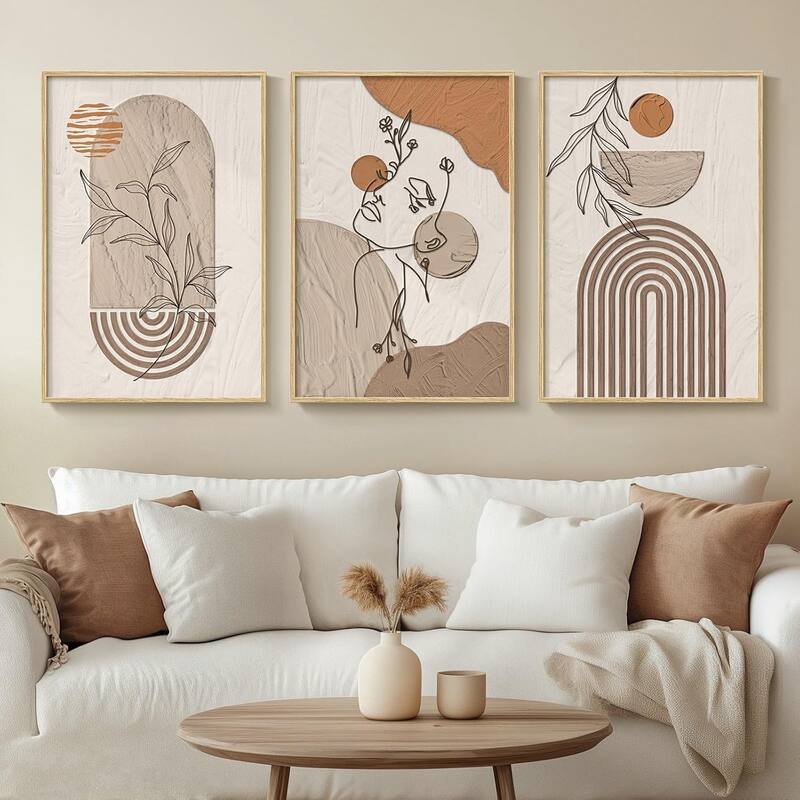 3 Piece Bohemian Earth Tone Prints Paintings Artwork - 16 x 24