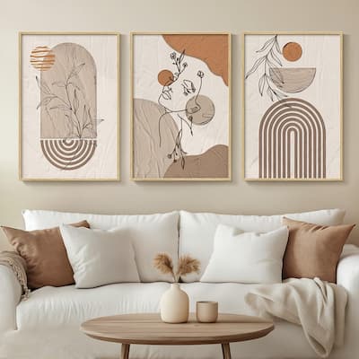 3 Piece Bohemian Earth Tone Prints Paintings Artwork