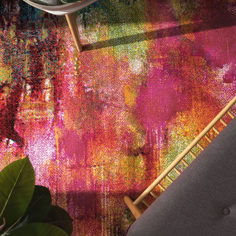 Colorful Area Rug with Artful Design Multicolor Pattern