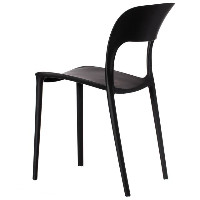 Modern Molded Plastic Outdoor Dining Chair with Open Curved Back