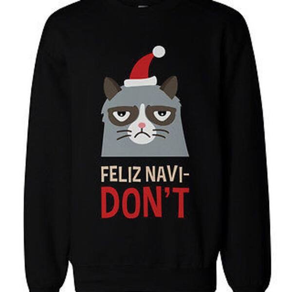 Shop Funny Grumpy Cat Holiday Graphic Sweatshirts Unisex Black