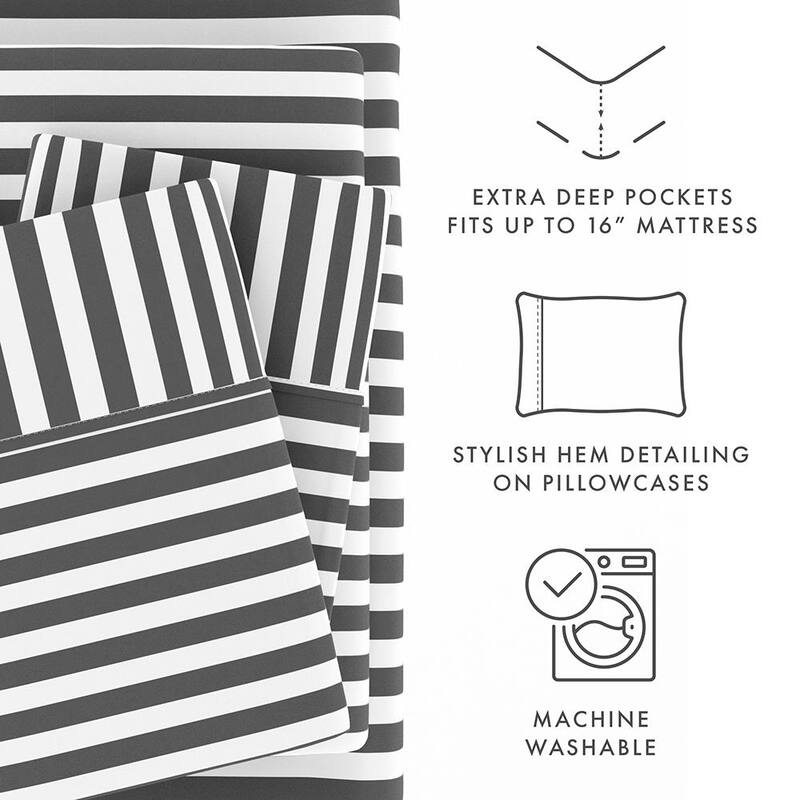 Becky Cameron 4-piece Deep Pocket Ribbon Pattern Bed Sheet Set