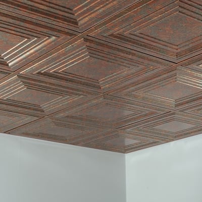 FASÄDE Traditional Style 3 Decorative Vinyl 2ft x 2ft Lay in Ceiling Panel in Copper Fantasy (5 Pack)